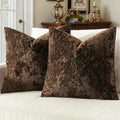MIULEE Fall Velvet Throw Pillow Cover Brown 20x20 inch Set of 2