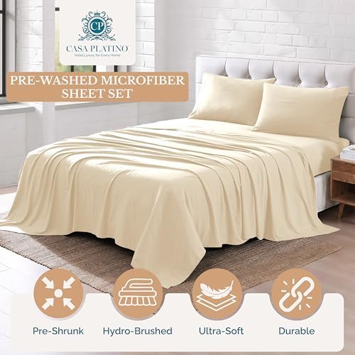 Casa Platino Soft Sheets - Pre-Washed Full Sheet Set, Fade Resistant