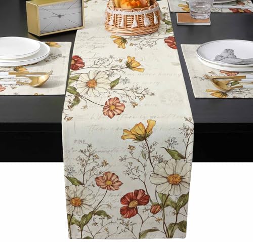 Farmhouse Botanical Table Runner and Placemats for Dining