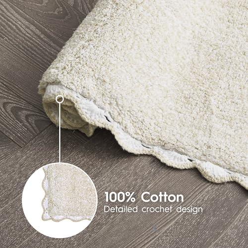 Laura Ashley Heathered Crochet Border 100% Cotton 17"x24"