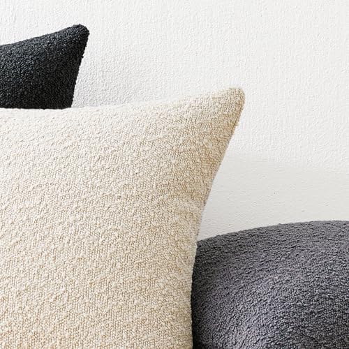 Mixhug Decorative Boucle Throw Pillow Covers, Dark Gray