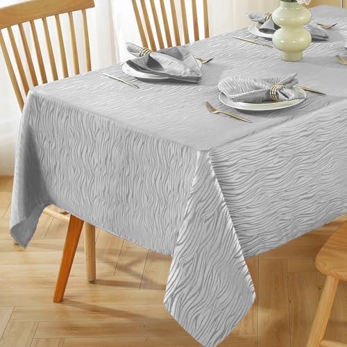 SASTYBALE Wavy Swirl Jacquard Tablecloth, Grey, 60 x 120 Inch