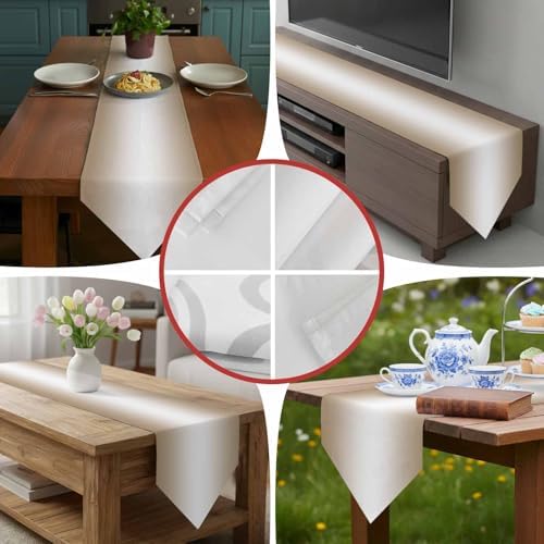 Beige White Ombre Table Runner Linen Burlap Table Runner 72 Inches