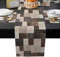 Brown Abstract Art Table Mats Set of 6 With Table Runner 90 Inches