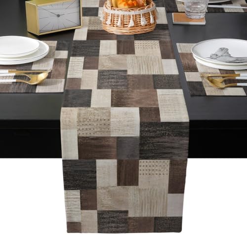 Brown Abstract Art Table Mats Set of 6 With Table Runner 90 Inches