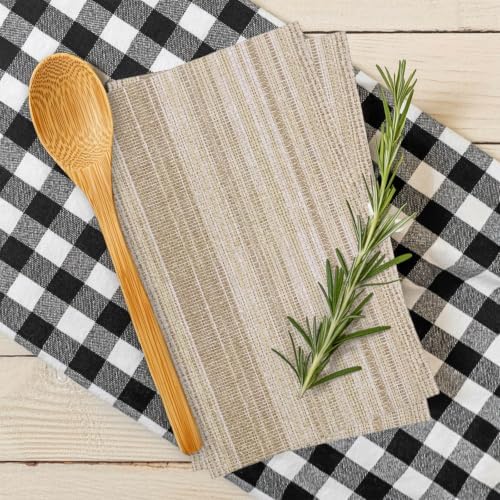 Abstract Beige Kitchen Towels Set of 3, Rustic Farmhouse Minimalist