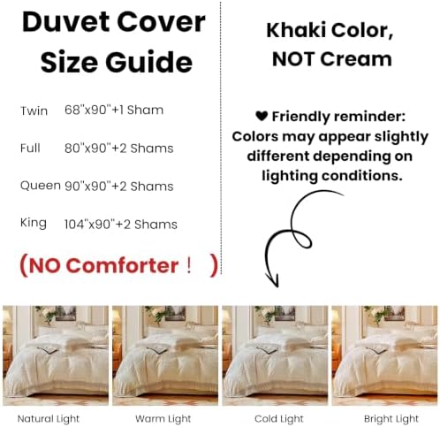Textured Leaf Duvet Cover Set Queen, Fringe Trim Bedding Set Khaki