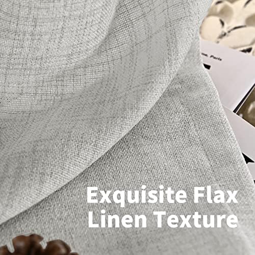 YoungsTex Light Grey Linen Curtains 63 Inches Long 2 Panels