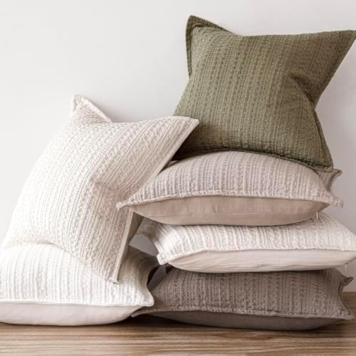 Foindtower Set of 2 Decorative Cotton Waffle Weave Throw Pillow Covers