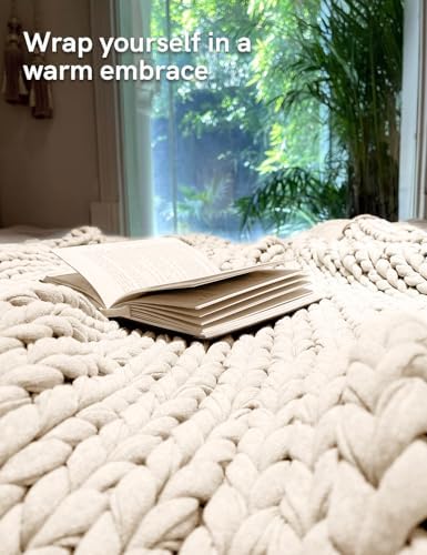 YnM Cotton Weighted Blanket, Handmade Chunky Knitted Design, Soft and