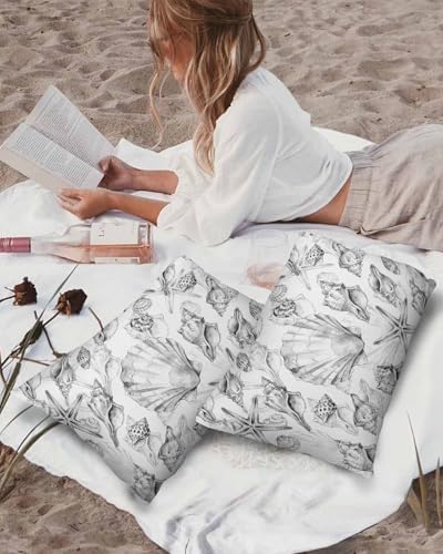 Outdoor Pillow Covers with Inserts,Summer Beach Starfish Waterproof