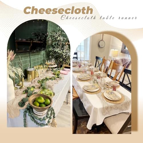 12 Pack Beige Cheesecloth Table Runner 20 x 120 Inch Gauze Table