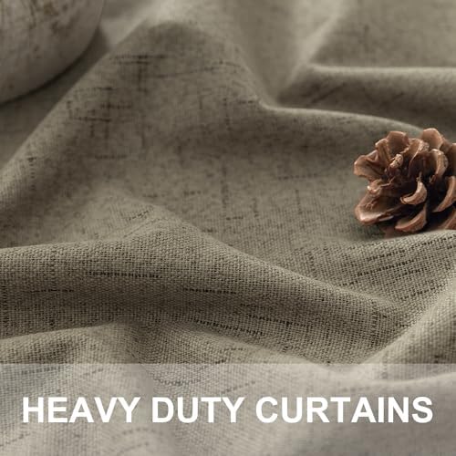 Dark Taupe Neutral Blackout Curtains 96 Inch Long 2 Panel Insulated