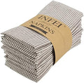Narrow Striped Cotton Linen Blended Dinner Cloth Napkins - Set of 12