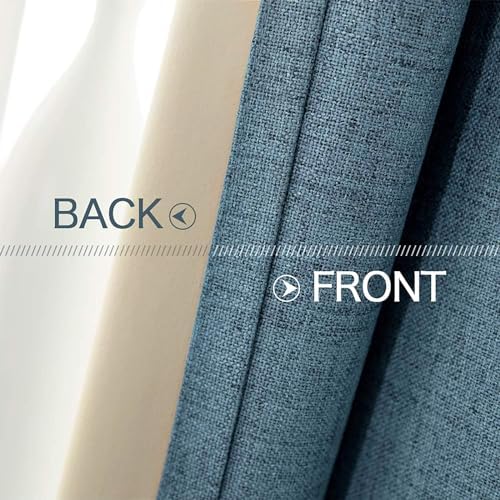 MIULEE 100% Blackout Linen Curtains for Bedroom 52x96 Inches Dusty