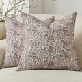 Amor Virisso Floral Pillow Covers 18x18 Set of 2 Vintage Block Print