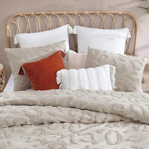 Tufted Duvet Cover California King Size,3 pcs sage Green Cotton Duvet