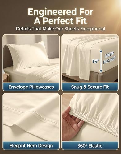 600TC 100% Long-Staple Cotton Twin Sheet Set - Premium Sateen Weave