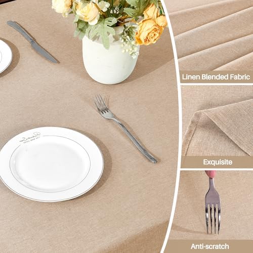 IVAPUPU Textured Linen Table Cloth for Rectangle Table, Khaki