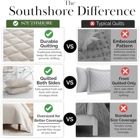 Oversized King Quilt Bedding Set with 2 Quilted Pillow Shams, Natural