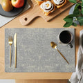 Gray Beige Linen Textured Placemats Set of 8, Vintage Rustic Abstract