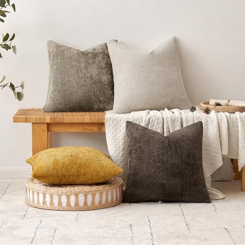 MIULEE Decorative Couch Throw Pillow Covers 20x20 in Mustard Yellow