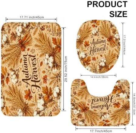 Autumn Harvest Quick Dry Bath Mat, Rustic Floral Cotton Absorbent Non