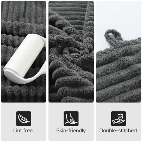 REDKISS Charcoal Gray Bath Towels Set 8 Piece - Microfiber Bathroom