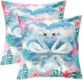 Feelyou White Swan Cushion Case Palm Leaves Throw Pillow Covers