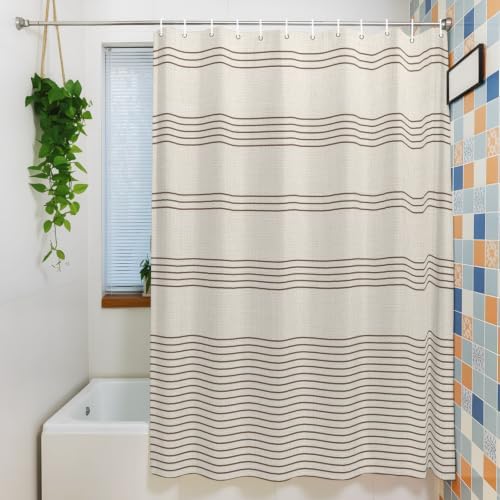 Minimalist Beige Shower Curtain 72 * 84IN, Water-Repellent Bathroom
