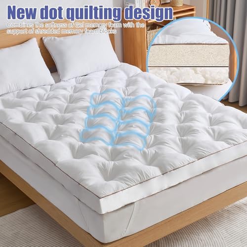 WhatsBedding 4 Inch Memory Foam Mattress Topper Queen for Back Pain