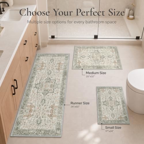 sarben Memory Foam Bathroom Runner Rug 60"x24" Non Slip Washable,Gray