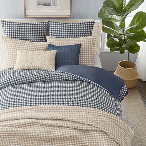Levtex Home - Camden Gingham Stitch Navy Duvet Cover Set - Twin Duvet