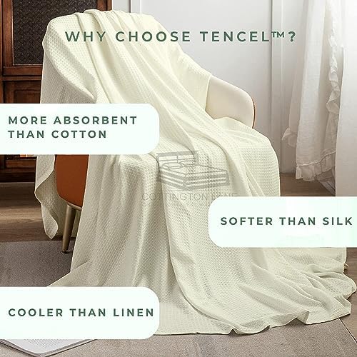 Cottington Lane 100% Tencel Waffle Weave Blanket King 108" x 90" Size