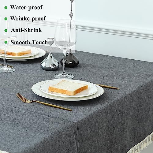 Rectangle Tassel Tablecloth, Washable Waterproof Wrinkle Free Table