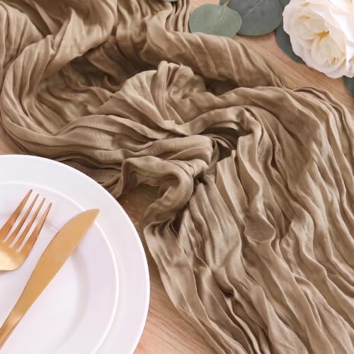 Wokceer 12Pack Nude Cheesecloth Table Runner,Gauze Table Runner