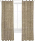 Brown Linen Sheer Curtains 96 Inch Long 2 Panels, Farmhouse Pure Color