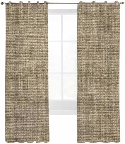 Brown Linen Sheer Curtains 96 Inch Long 2 Panels, Farmhouse Pure Color