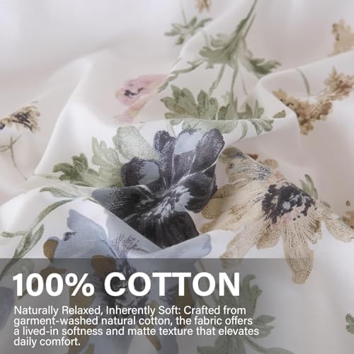 100% Cotton Duvet Cover King Size Vintage Floral Duvet Cover Set with