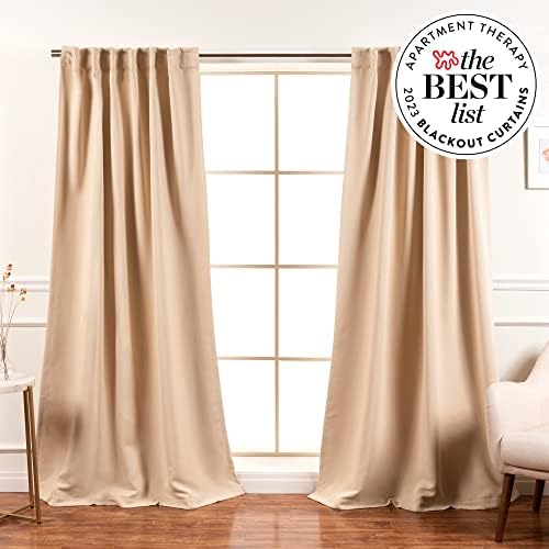 Home Fashion Set of 2 Panels Back Tab Rod Pocket 52x108 Beige
