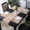 Beige Burlap Texture Table Runner and Placemats for Dining
