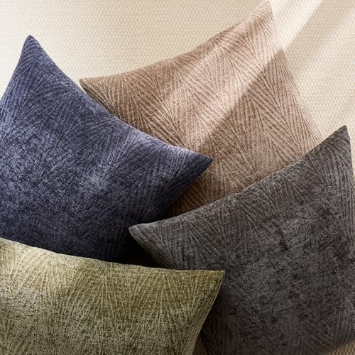 Throw Pillow Covers 20x20 Inch Set of 2, Textured Leaf Style, Beige