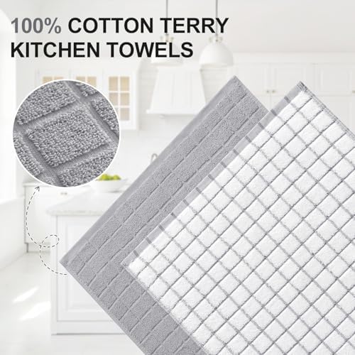 Homaxy Large Premium Cotton Kitchen Towels 16"x 28", 6 Pack, Light