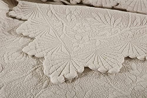 Brandream 4PC Beige Quilt Set Queen King Size Cotton Luxury Farmhouse