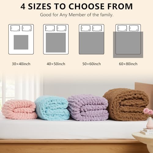 L'AGRATY Chunky Knit Throw Blanket for Couch, 50'' x 60'' Knit Throw