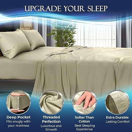 DECOLURE Cooling Sheets Queen Set 4pcs - Luxurious & Ultra-Soft