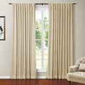 TWOPAGES Back Tab Linen Curtain for Windows 84 Inches Length Blackout