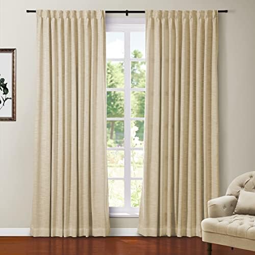 TWOPAGES Solid Beige Blackout Curtain Panel Pinch Pleated Window