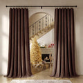 Beauoop Coffee Brown Velvet Curtains for Bedroom Living Room 52x72 2