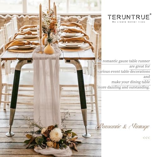 Teruntrue 10 Pack Taupe Cheesecloth Table Runner 17x108 Inch, Boho